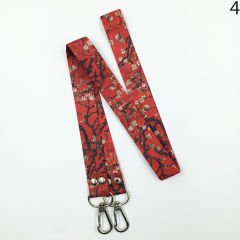 Kırmızı Çiçekli Desen Renkli İp Anahtarlık