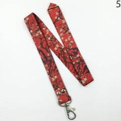 Kırmızı Çiçekli Desen Renkli İp Anahtarlık