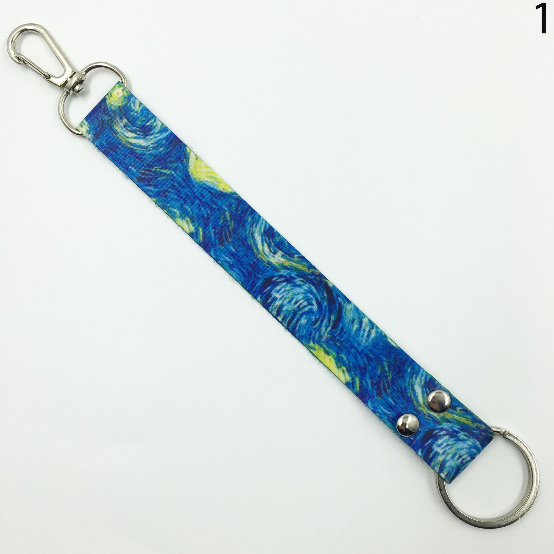 Yıldızlı Gece Desenli Renkli İp Anahtarlık