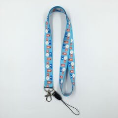 Tatil Desenli Mavi Yaka Kartı - Boyun Askı İpi