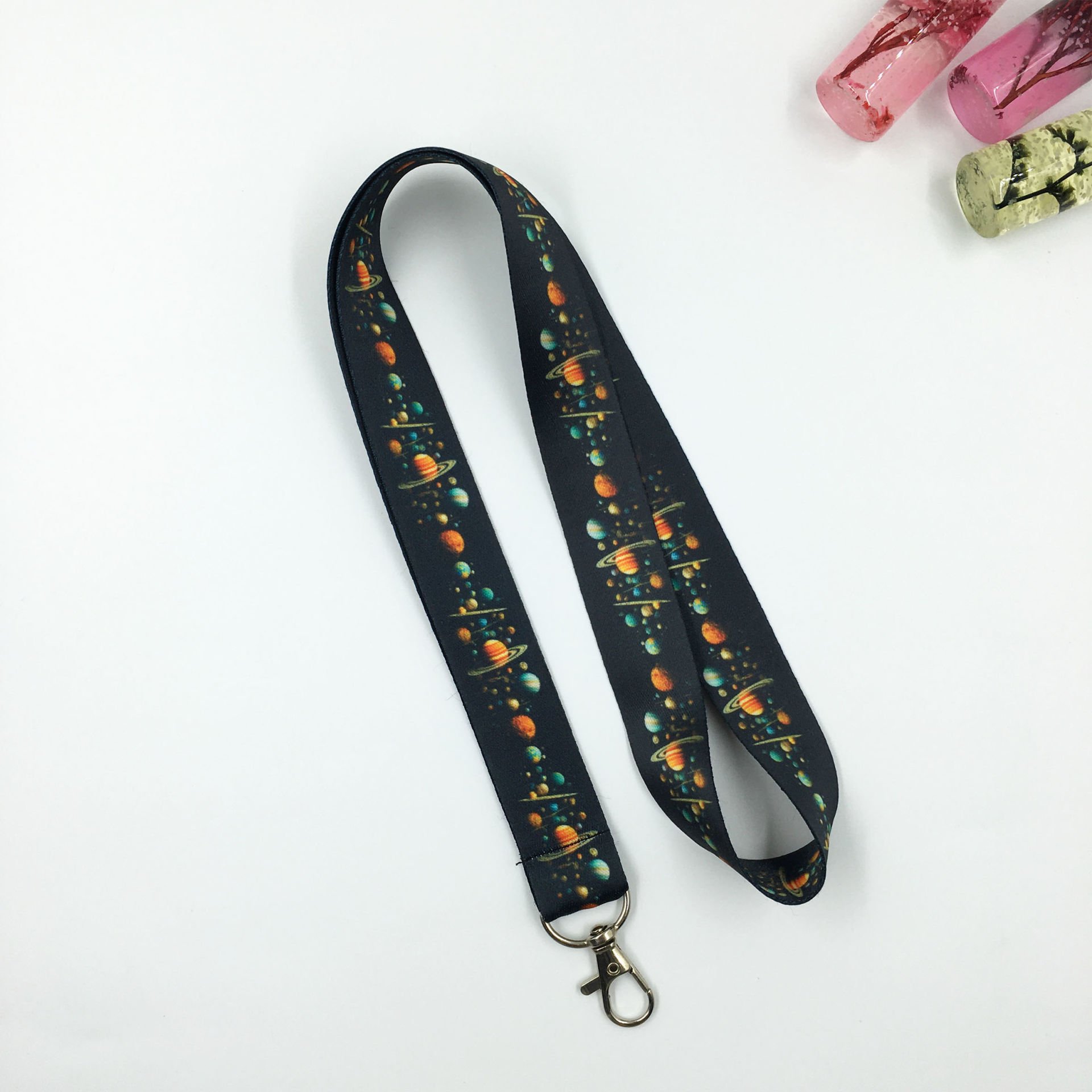 Gezegenler Desenli Yaka Kartı - Boyun Askı İpi