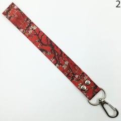 Kırmızı Çiçekli Desen Renkli İp Anahtarlık