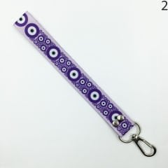 Nazar Boncuğu Desenli Renkli İp Anahtarlık