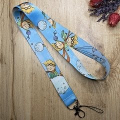 Mavi Küçük Prens Desenli Yaka Kartı - Boyun Askı İpi