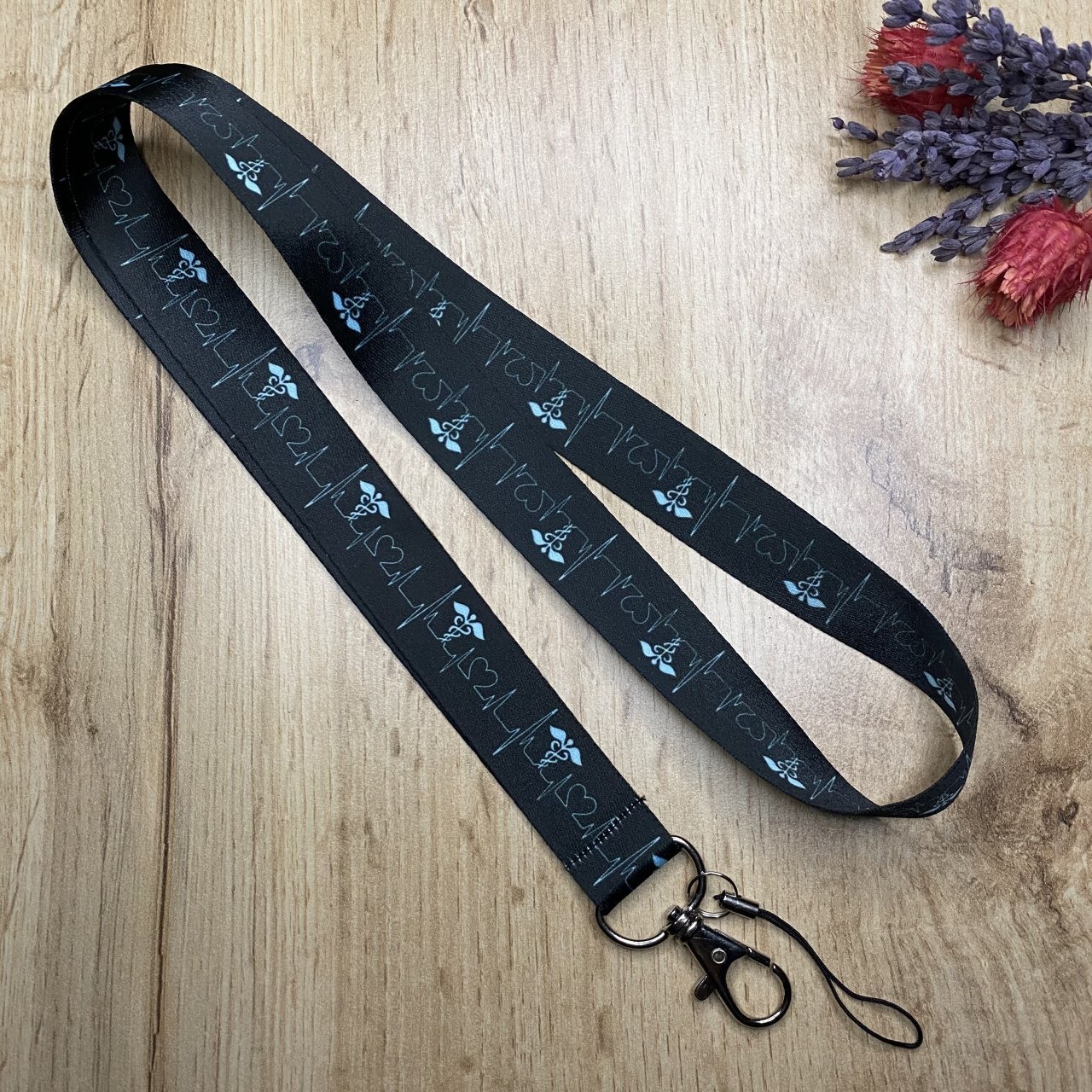 EKG Kardiyoloji Desenli Yaka Kartı - Boyun Askı İpi