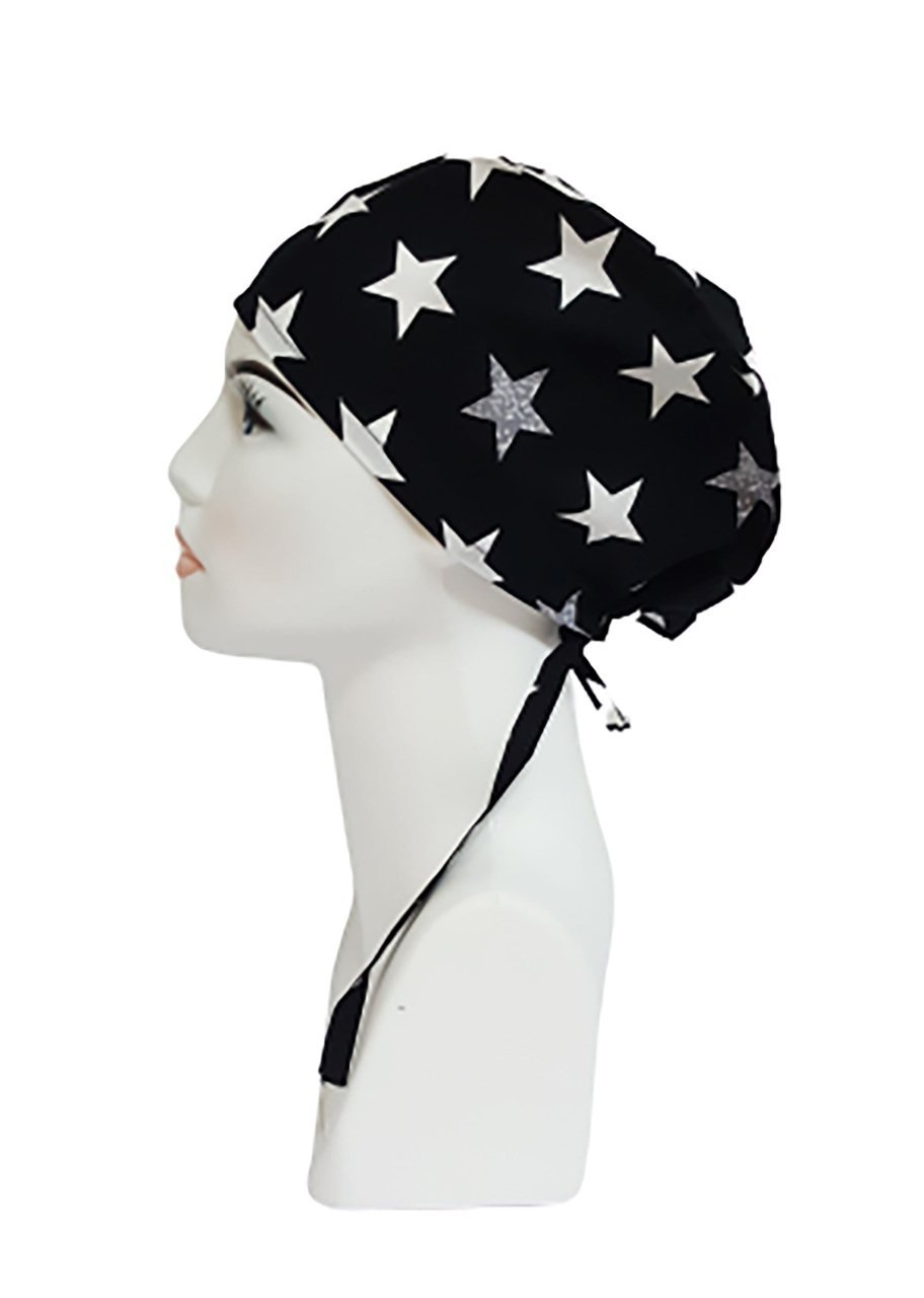 Yıldız Desenli Cerrahi Bone - B207 Siyah