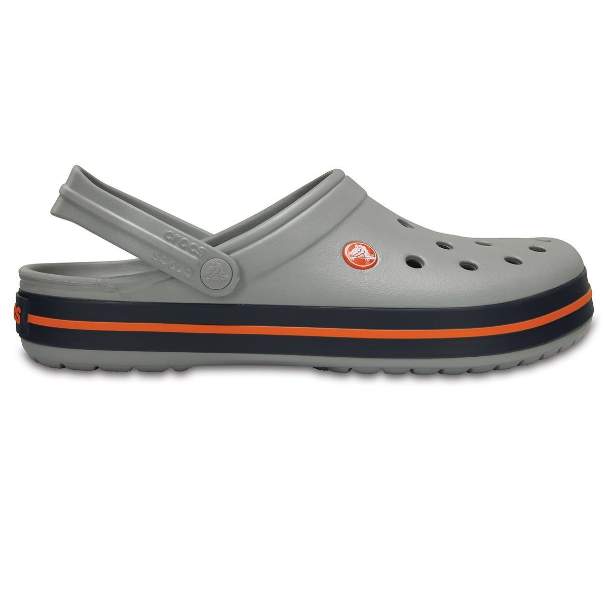 Crocs Gri Kenarı Turuncu Çizgili Unisex Crocband Terlik