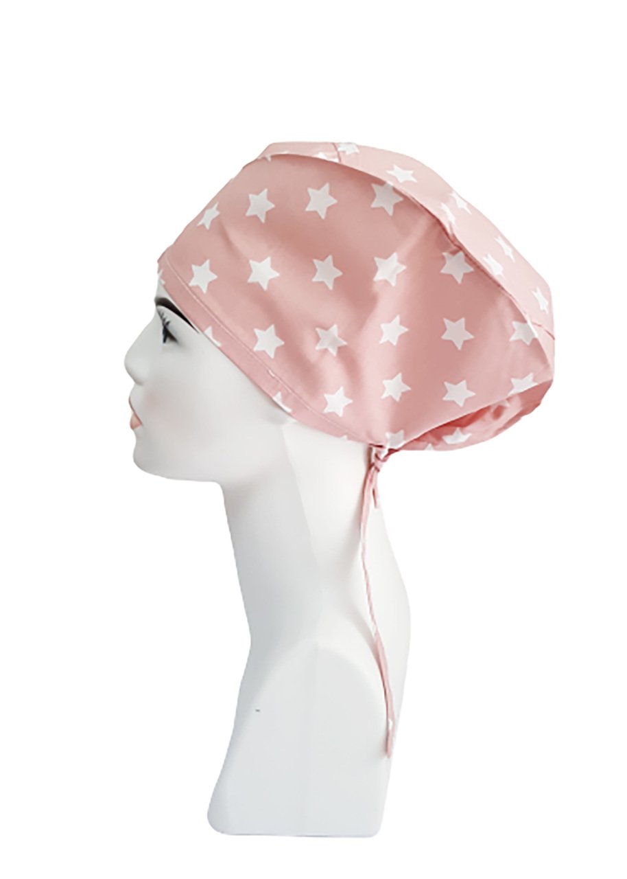 Yıldız Desenli Mor Desenli Cerrahi Bone - B238 Pembe