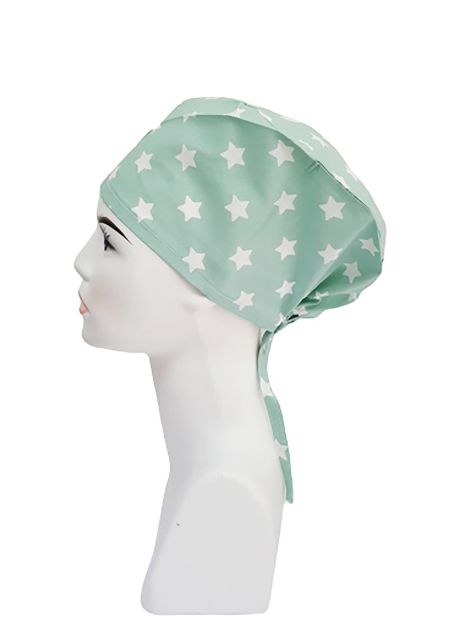 Yıldız Desenli Mor Desenli Cerrahi Bone - B238 Su Yeşili