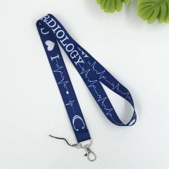 I Love Cardiology Desenli Lacivert Yaka Kartı - Boyun Askı İpi